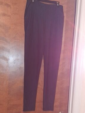 Pink Rose Black Pull-On Straight Leg Leggings